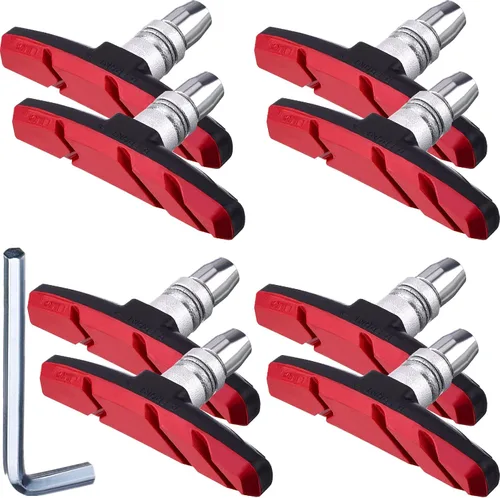 Miniatura 8 de Hotop Juego de 4 pares de pastillas de freno para bicicleta de montaña con tuercas hexagonales y espaciadores, juego de bloques de freno