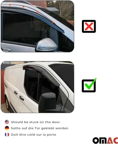 Miniatura 5 de OMAC Deflector de protección contra la lluvia de la visera de ventana para Dodge Sprinter 2003-2006 Humo 2 piezas