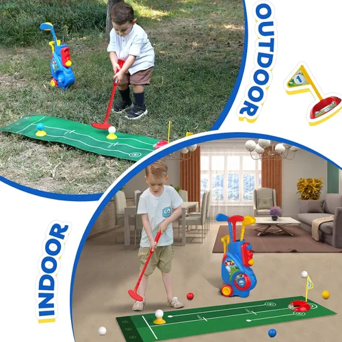 Miniatura 4 de Liberry Juego de Golf para Niños Pequeños de 2, 3 y 4 años Niños Niñas, Juego Mejorado de Palos de Golf para Niños con Carrito, Tapete de Putting