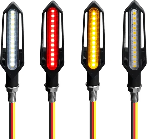 Miniatura 8 de 4 piezas de señales de giro universales para motocicleta, luces LED de señal de giro delanteras y traseras, intermitentes secuenciales ámbar