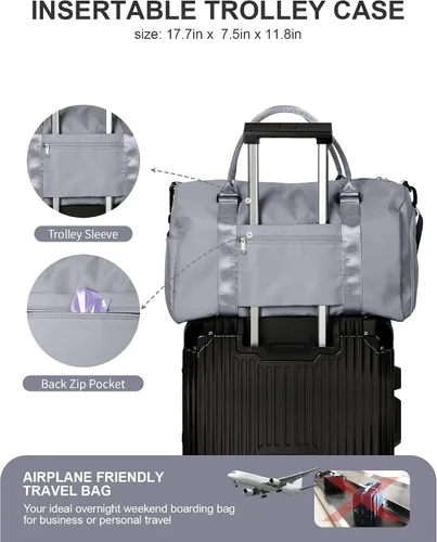 Miniatura 4 de Bolsa de lona de viaje bolsas de fin de semana para mujeres y hombres bolsa de transporte durante la noche bolsa de hospital bolsa de gimnasio