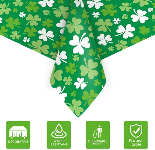 Miniatura 3 de St patricks Day Decorations,2Pcs 54”x108” Shamrock Tablecloth Waterproof Irish Green Saint Patricks Table Cloth St patrick's Day Party decorations
