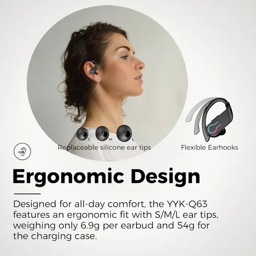 Miniatura 4 de Auriculares inalámbricos Bluetooth con tiempo de reproducción de 200 horas, Bluetooth 6.1 de baja latencia, cancelación de ruido inteligente, IPX7