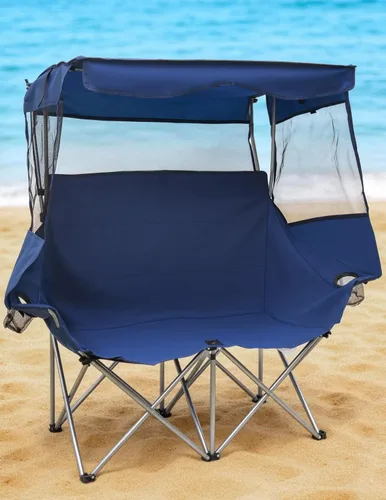Miniatura 14 de Silla de campamento reclinable, silla plegable ajustable con respaldo de 100° a 140°, marco en X resistente que soporta 265 libras, respaldo