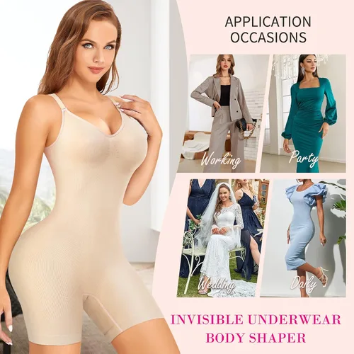 Miniatura 5 de Nebility Body de entrenamiento de cintura para mujer, delgado, cuerpo completo, sin costuras, sexy, cuello en V, elástico, overol