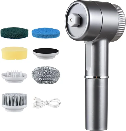 Miniatura 7 de Decdeal Juego de cepillos de limpieza eléctricos, limpiador giratorio eléctrico inalámbrico, impermeable, 3 velocidades, pantalla digital, limpiador