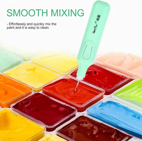 Miniatura 8 de EXCEART Mezclador eléctrico de pigmentos para pinturas gouache con dos cabezales de mezcla reemplazables, herramienta agitadora de color portátil