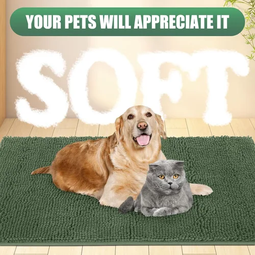 Miniatura 6 de IM HOME Felpudo absorbente de chenilla para exterior de 36" x 24", tapetes para puertas lavables y fangosos para perros, tapete antideslizante