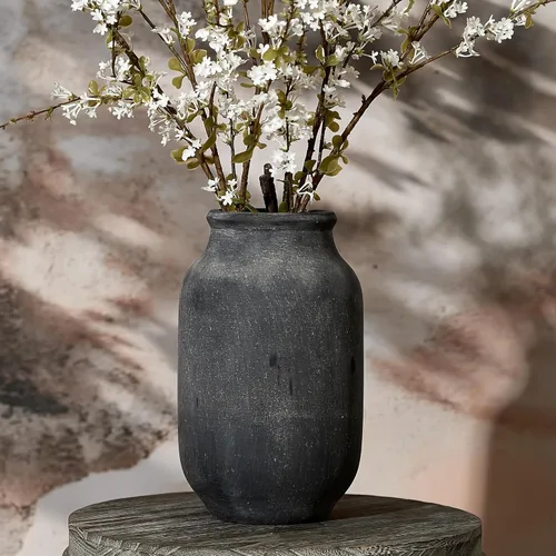 SIDUCAL Florero Rústico de Granja | Florero de Cerámica Grande de 9.5 Pulgadas | Hierba de Pampa | Decoración Moderna de Granja para Decoración del