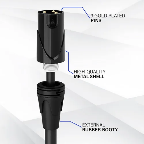Miniatura 3 de LyxPro Cable de micrófono XLR hembra a macho de ángulo recto de 3 pines de 1.5 pies para altavoces amplificados, interfaz de audio, rendimiento