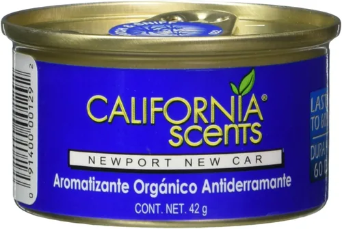 California Scents Ambientador de lata a prueba de derrames, neutralizador de olores ecológico para el hogar, automóvil y mucho más, Newport New Car,