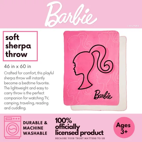 Miniatura 2 de Franco - Manta de felpa suave para niños Barbie, 46 x 60 pulgadas, (Producto oficialmente licenciado) cobija tipo manta Sherpa