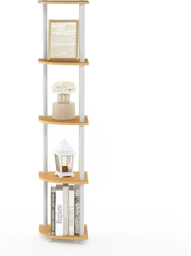 Miniatura 7 de Furinno Turn'n'Tube - Estantería esquinera de 3 niveles multi-propósito haya/blanco