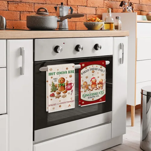 Miniatura 5 de TREWAVE Juego de 6 paños de cocina de Navidad de 18 x 27 pulgadas, toallas de mano de hombre de jengibre, paños de té de vacaciones de invierno