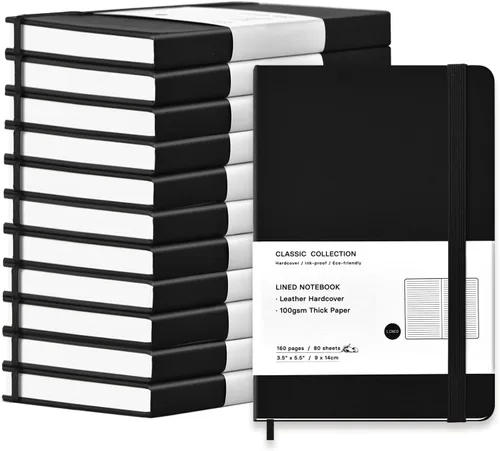 Miniatura 12 de Paquete de 6 cuadernos de bolsillo, cuadernos pequeños, mini bloc de notas con rayas universitarias, de tapa dura de cuero, para oficina, hogar