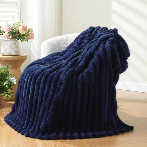 Miniatura 83 de NEWCOSPLAY Manta de Tiro Súper Suave Aqua Franela Sedosa Premium Forro Polar Jacquard Acanalado 3D Ligero Manta de Cama Uso en Todas las Estaciones