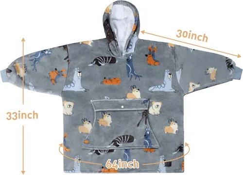 Miniatura 7 de Catalonia Sudadera tipo manta con capucha para niños, sudadera de sherpa extragrande para adolescentes jóvenes, idea de regalo Perro- Niños