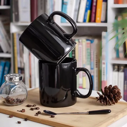Miniatura 5 de BYCNZB Juego de 2 tazas de café de cerámica súper grandes de 30 onzas (negro)