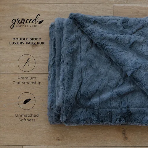 Miniatura 5 de GRACED SOFT LUXURIES - Manta de piel sintética suave y cálida, elegante y acogedora para sofá, cama, silla y sala de estar