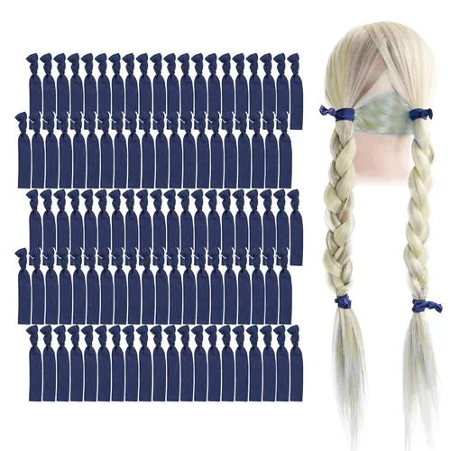 Miniatura 20 de MEEDEE Paquete de 100 lazos para el cabello, color negro, sin pliegues, nudos suaves para mujeres, sin daño, adecuado para colas de caballo, yoga