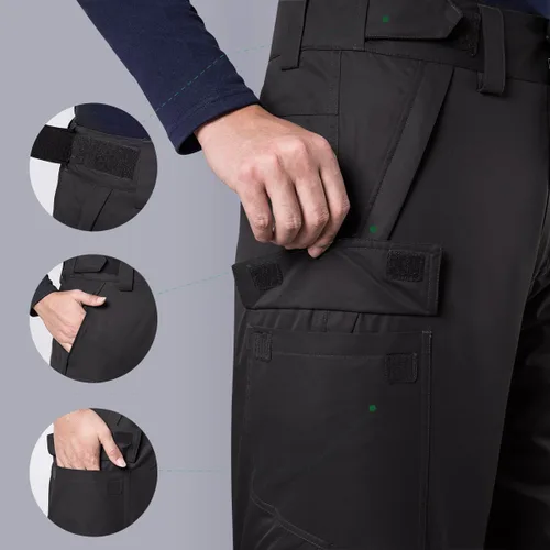 Miniatura 3 de FREE SOLDIER - Pantalones impermeables para hombre, con aislamiento de nieve, bolsillos con cierre de cremallera, para esquí, snowboarding, invierno