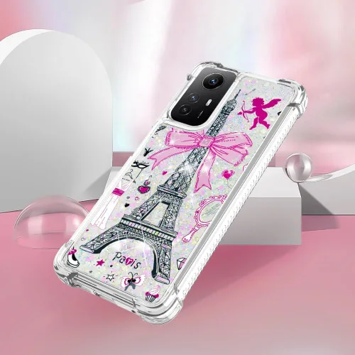 Miniatura 6 de Funda delgada para Redmi Note 12s 4G, efecto de arena movediza líquida con purpurina, silicona suave TPU a la moda, funda con cuatro esquinas