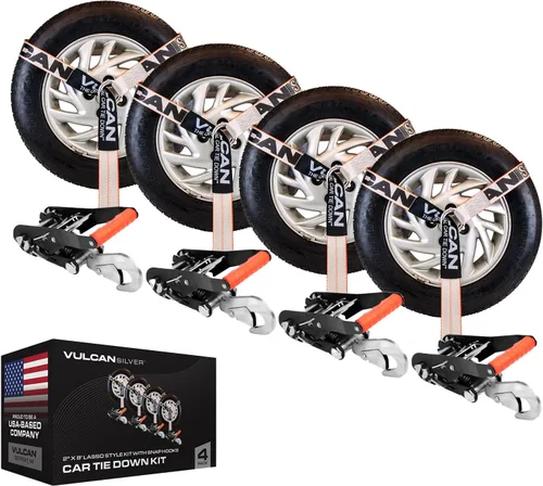 Miniatura 17 de VULCAN Amarre para automóvil con anclajes de cadena, estilo lazo, 2 pulgadas x 96 pulgadas, paquete de 4 unidades, alta visibilidad, carga