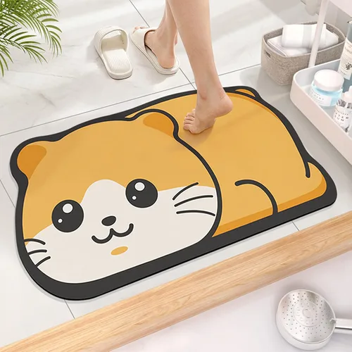 Miniatura 10 de Tapete de baño súper absorbente, tapete de entrada antideslizante con dibujos animados, cojín de secado rápido para suelo de baño y ducha