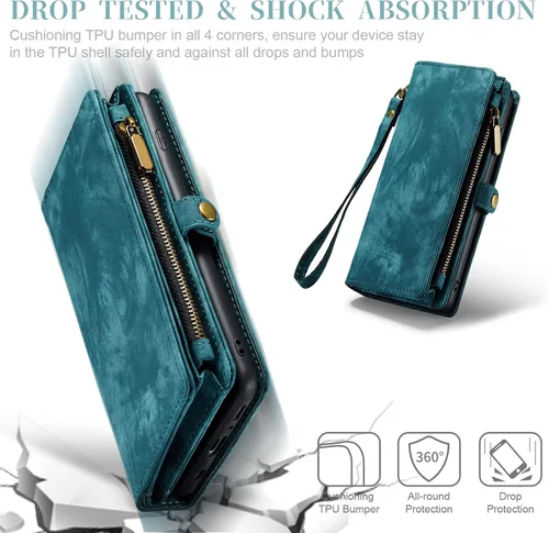 Miniatura 7 de Asuwish Funda de teléfono para Samsung Galaxy S10 Plus con cierre de cremallera, protector de pantalla de vidrio templado y tarjetero abatible