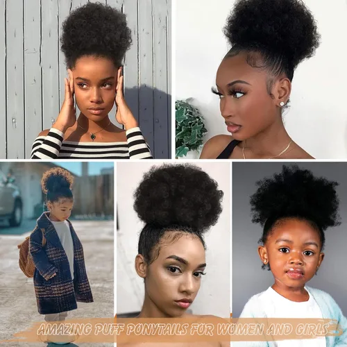 Miniatura 5 de AISI QUEENS Peluca de Cola de Caballo Afro con Cordón Rizada Crespa Rizada Peluca de Cola de Caballo con Clip para Mujeres Negras y Niños Sintética