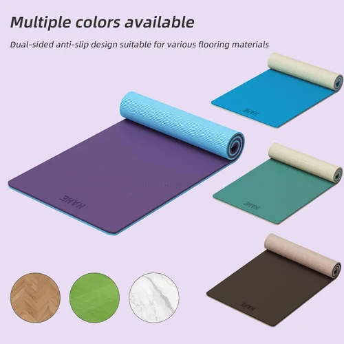 Miniatura 7 de HAHE Extra Thick Yoga Mat, 72"Lx32"Wx0.4"Th (10mm), Wide Non-slip Exercise Mats with Carry Strap, Double-Sided POE Fitness Mat for Yoga, Pilates &