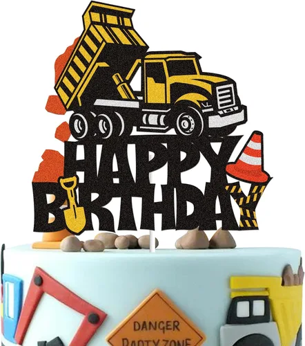 Camión de construcción feliz cumpleaños pastel decoración camión construcción excavadora pastel decoración vehículo tema fiesta suministros para