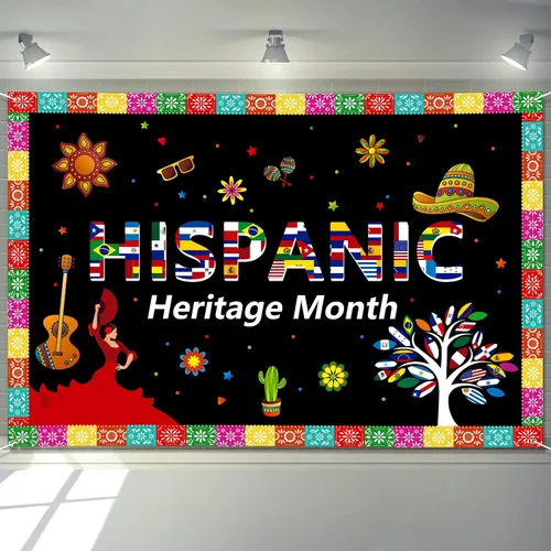 Cartel extra grande del mes de la herencia hispana de 72 x 48 pulgadas, decoración de celebración de países hispanohablantes latinoamericanos,