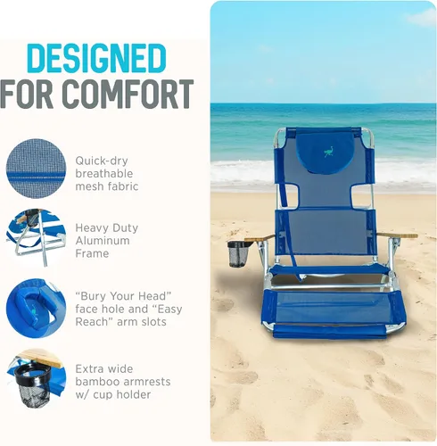 Miniatura 5 de Ostrich 3N1 Silla reclinable ligera para césped, playa, reclinable con reposapiés, Muebles de exterior para patio, balcón, patio trasero o porche