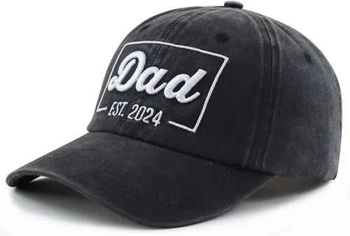 Miniatura 2 de Funny Dad Est 2023 - Gorra de béisbol para hombre, ajustable de algodón lavado bordado en 3D