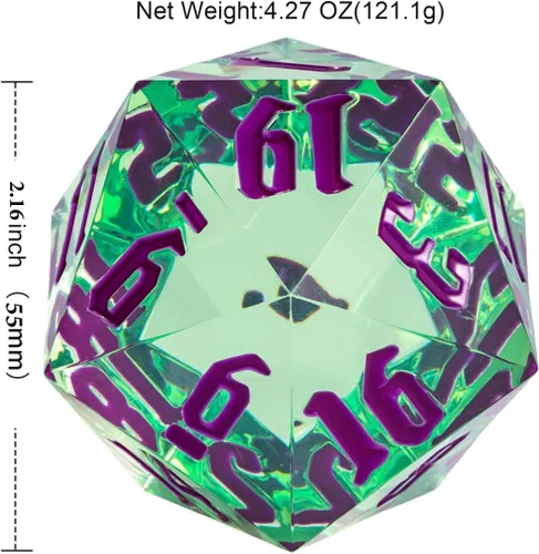Miniatura 2 de 55mm dados de 20 lados DND, dados gigantes D20 D&D poliédricos grandes D20 con caja de regalo de dados para Dungeons and Dragons, juegos de mesa RPG