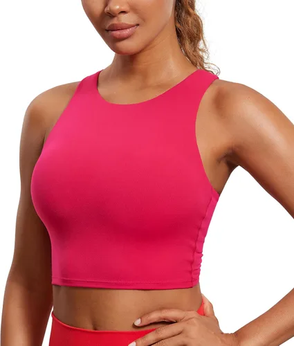 CRZ YOGA - Butterluxe - Brasier deportivo con espalda cruzada y escote alto - Camiseta de entrenamiento sin mangas con brasier con relleno