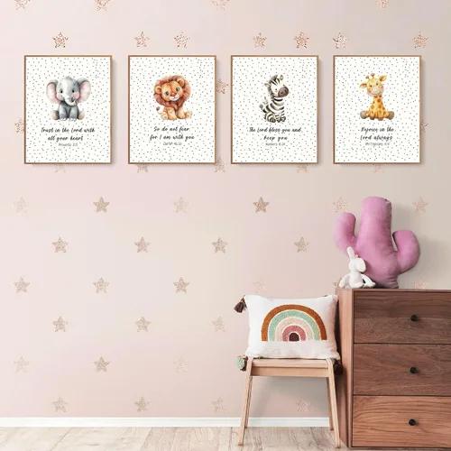 Miniatura 3 de LARTSFRO Decoración de pared de la Biblia de animales para niños, elefantes, leones, jirafas, cebras, decoración bohemia para guardería, dormitorio