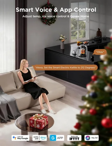 Miniatura 3 de GoveeLife - Hervidor Eléctrico Inteligente con Infusor de Té para Hojas Sueltas, Hervidor Eléctrico de Té de 1.7 L con Programa de Infusión, Control