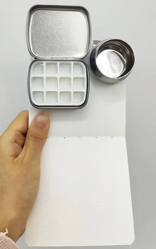Miniatura 2 de Caja de pintura de cuadrícula de 12 colores, paleta de bocetos portátil, paleta de pintura de acuarela para dibujar, estuche de pintura de viaje
