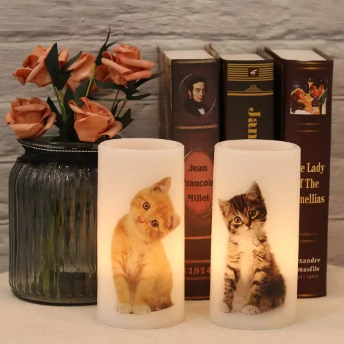 Miniatura 2 de Wondise Velas parpadeantes sin llama con control remoto y temporizador, velas de pilar de cera real que funcionan con pilas con bonita calcomanía