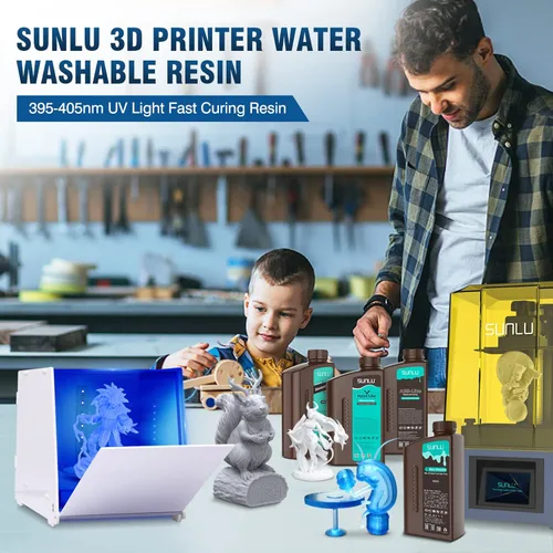 Miniatura 9 de SUNLU - Resina lavable al agua de 1000 g, resina de impresora 3D de curado rápido para impresoras 3D de resina LCD DLP SLA, resina de fotopolímero