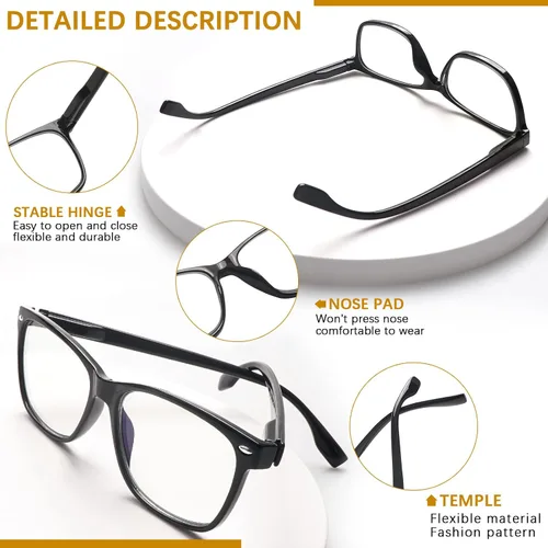 Miniatura 4 de Paquete de 3 lentes de lectura progresivas multifocales con bloqueo de luz azul para mujeres y hombres, lectores multifocales con bisagra de resorte