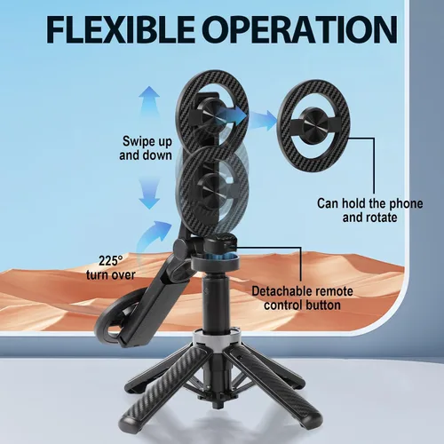 Miniatura 5 de Trípode para teléfono y palo para selfie, rotación de 360°, palo de selfie de viaje, portátil, todo en uno, trípode extensible para teléfono celular