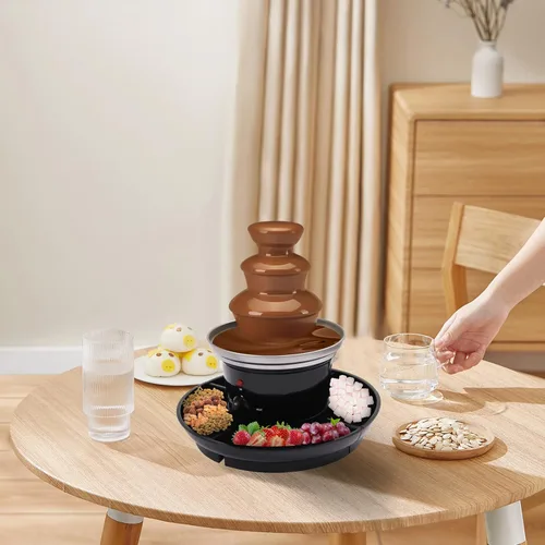 Miniatura 3 de Fuente de fondue de chocolate de 3 niveles, máquina calentadora eléctrica de chocolate inoxidable, fuente de chocolate cálida para el hogar, fuente
