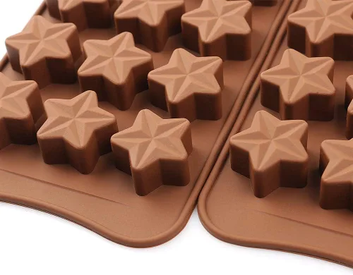 Miniatura 5 de homEdge Molde de chocolate con forma de estrella de 15 cavidades, juego de 4 moldes de silicona antiadherentes para gelatina de chocolate