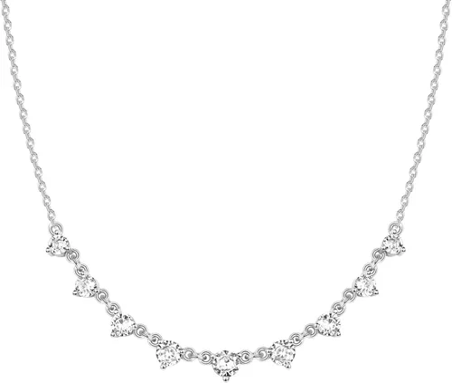 Miniatura 28 de PAVOI Collar de estación chapado en oro de 14 quilates, collares de capas de diamantes simulados, cadena de circonita cúbica para mujer