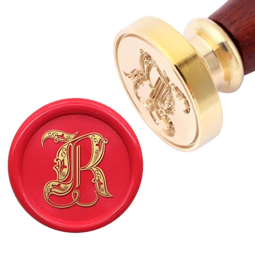 Miniatura 2 de Yoption Sello de cera con inicial gótica vintage del alfabeto R, sello de cera de sellado de letras para tarjeta de Acción de Gracias, sobre