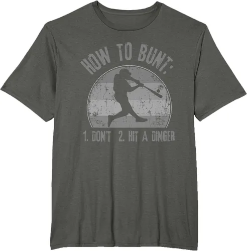 Miniatura 6 de Cómo Bunt Don't Hit A Dinger - Camiseta divertida de béisbol y sóftbol, Negro, S