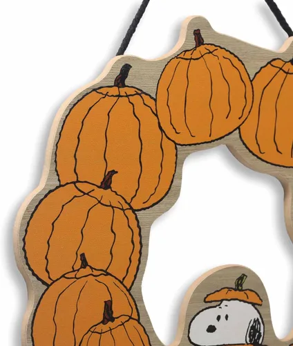 Miniatura 4 de Peanuts Snoopy Jack-O-Lantern - Guirnalda de Halloween colgante de madera para decoración de pared, divertido letrero de Snoopy para el hogar Naranja